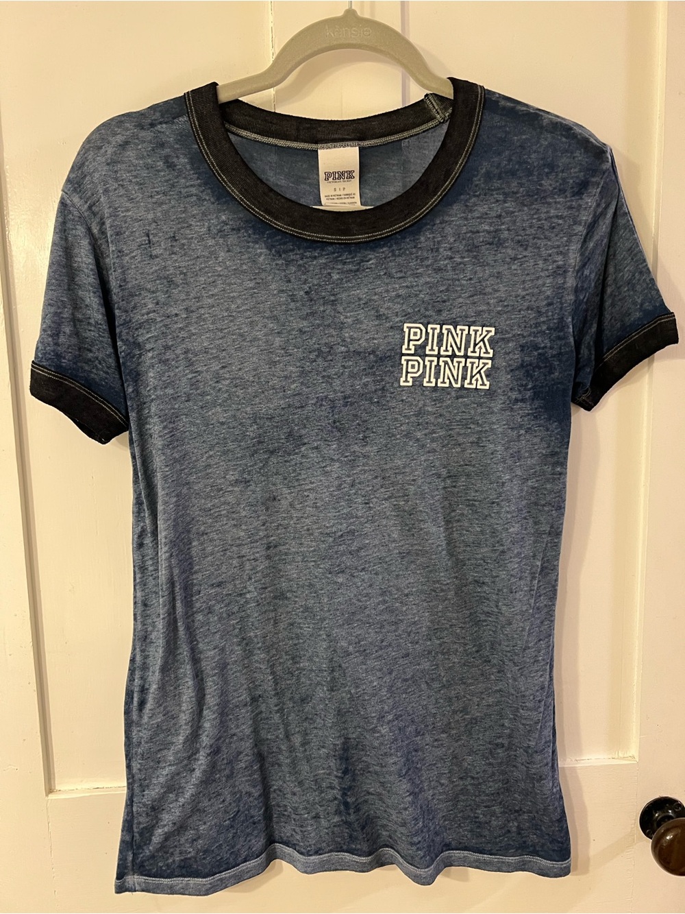 PINK Victoria's Secret Blue Ringer Burnout Tee